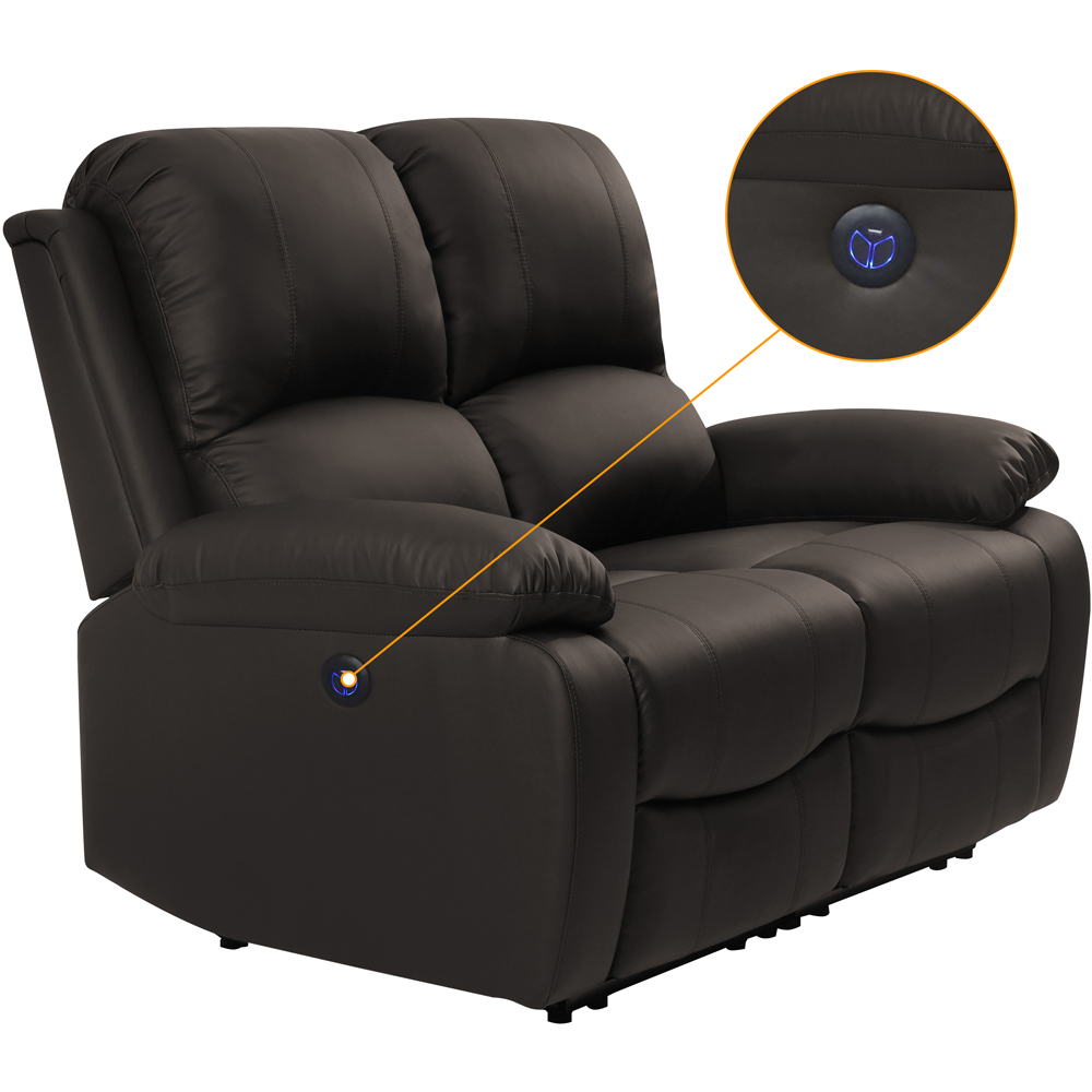 Comfy Living 2 Seater Brown PU Leather Electric Recliner Sofa Image 5