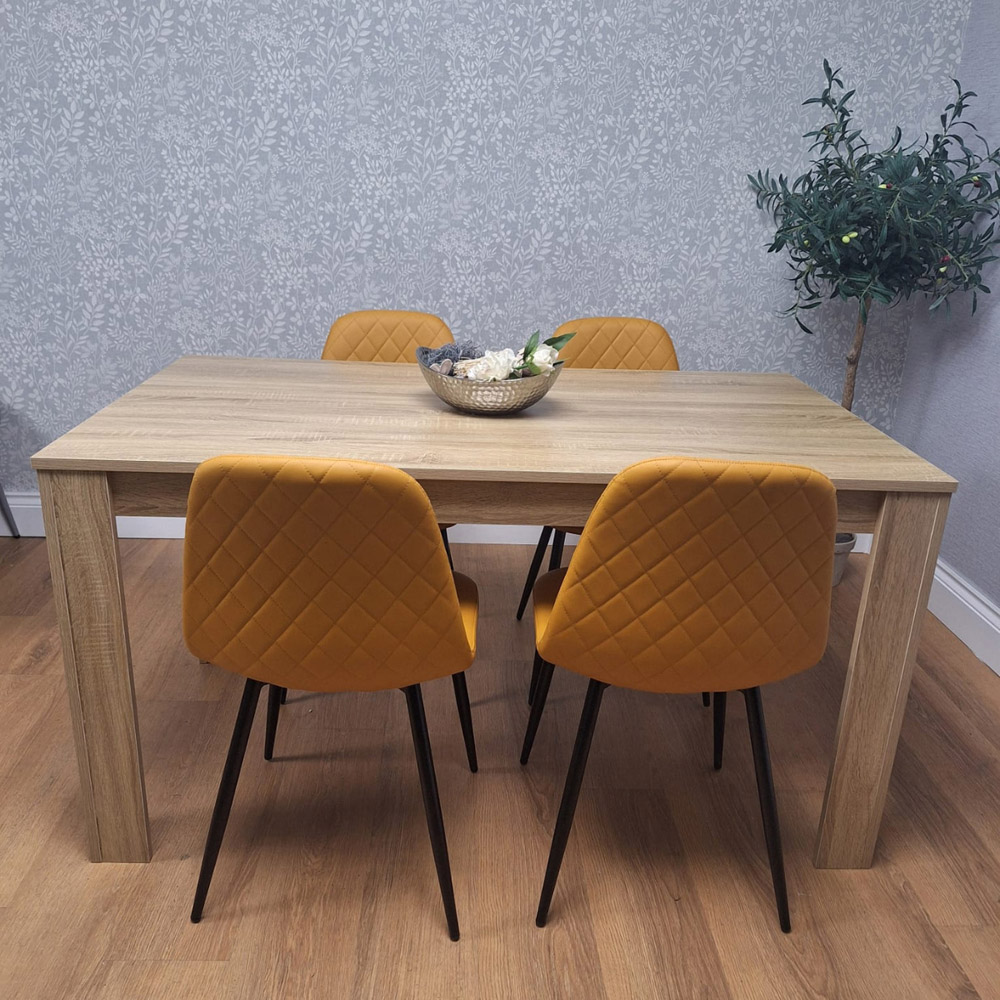 Kosy Koala 4 Seater Dining Table Set Oak Effect and Mustard Image 7