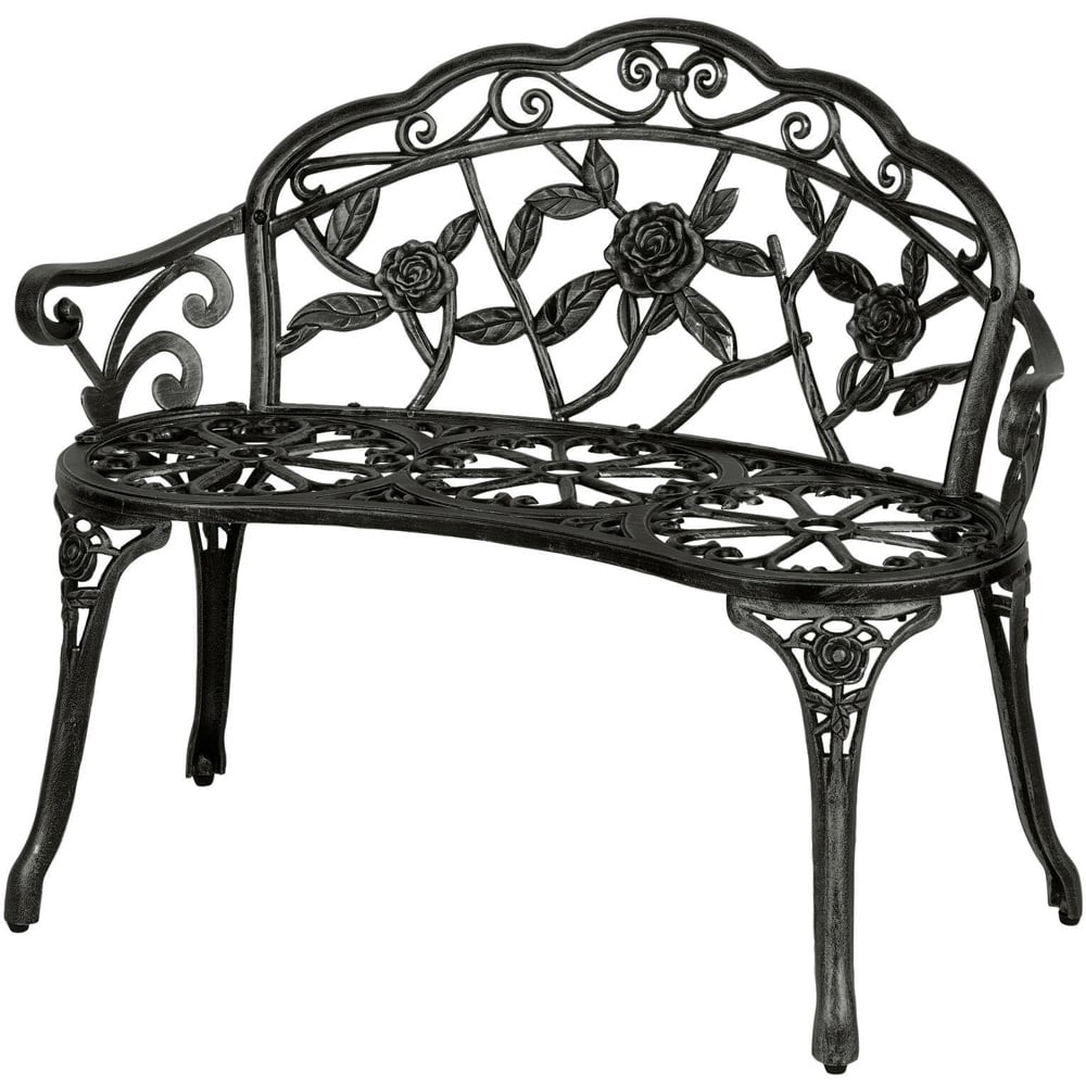 Home Source Black Rose Metal Garden Bench Image 2