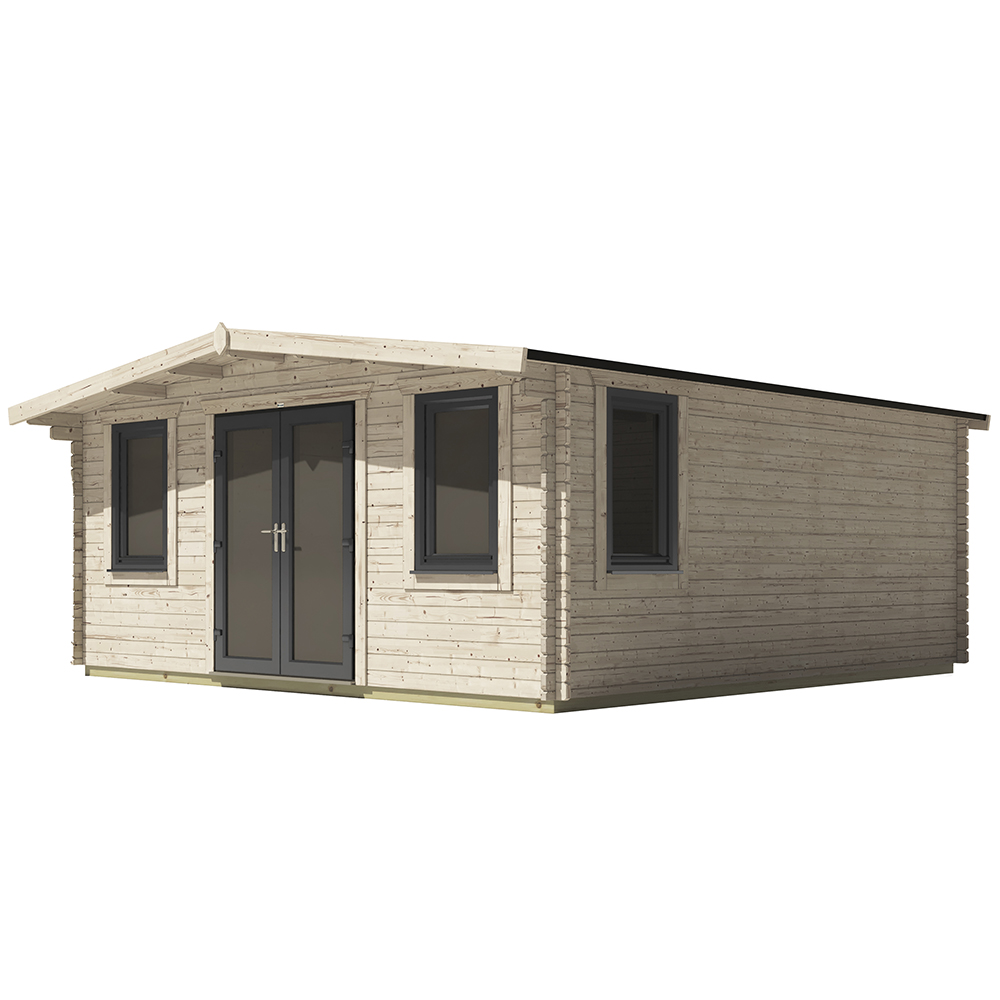 Power Sheds 18 x 18ft Centre Double Door Chalet Log Cabin Image 1