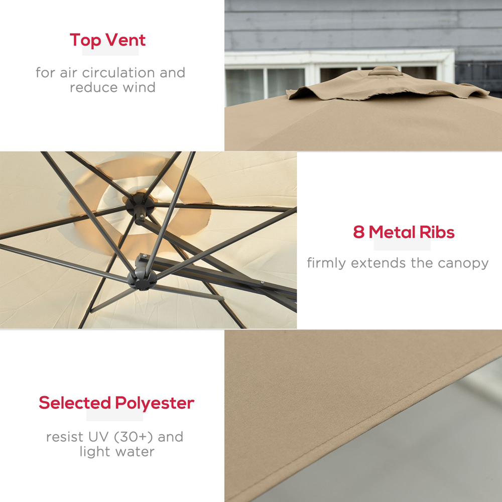 Outsunny White Easy Lever Crank Cantilever Parasol 3m Image 5