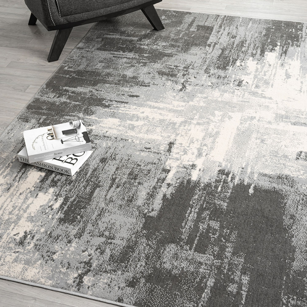 Desire Rugs Obsidian Grey Craft Abstract Rug 120 x 170cm Image 3