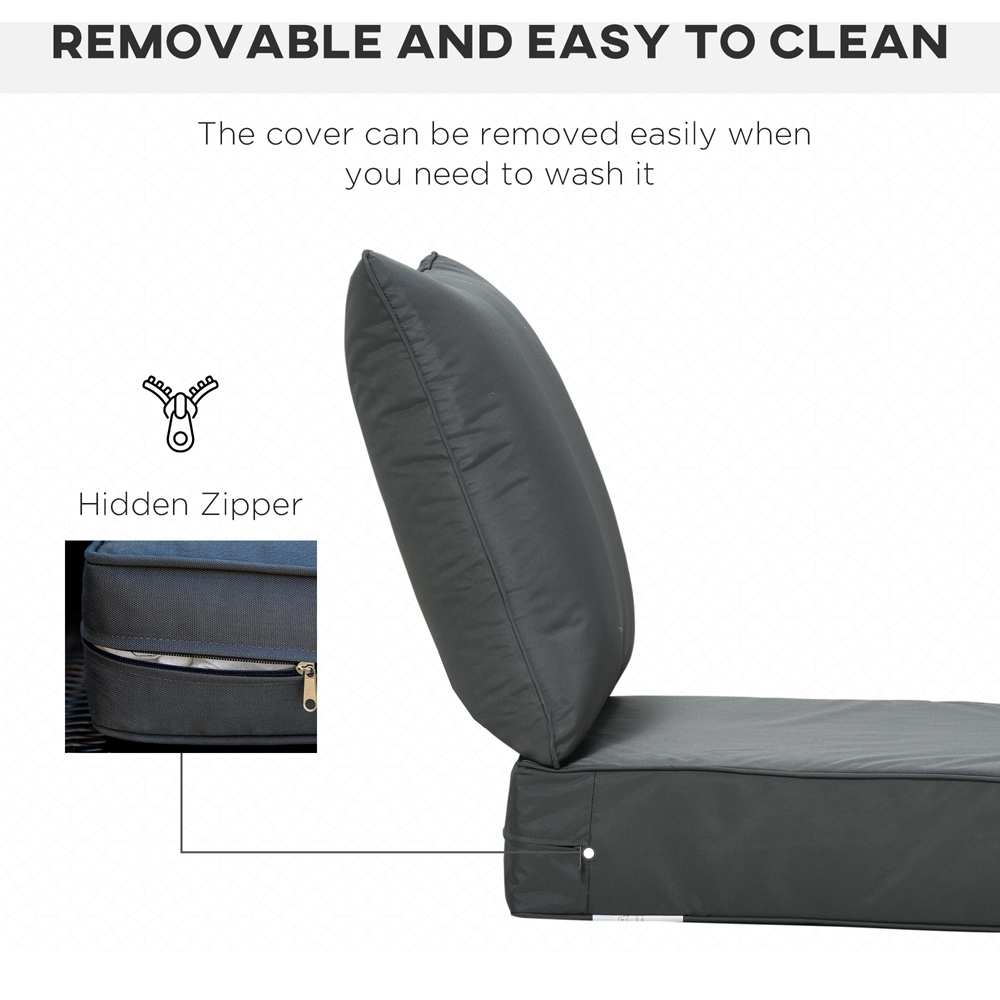 Outsunny Black Seat and Back Garden Chair Cushion Set Image 6
