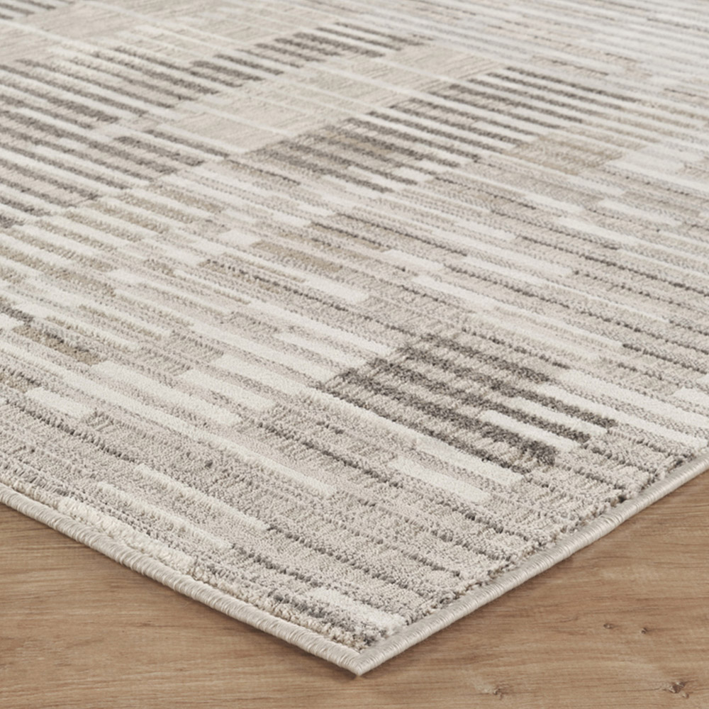 Mayfair Living Room Area Rug Metallic Sheen Contemporary Modern Matrix Design - Stone 120cm x 170cm Image 4
