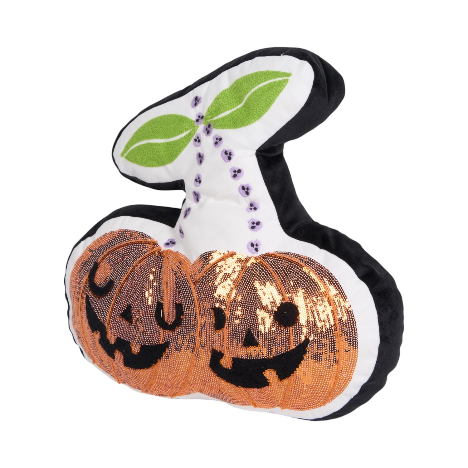 Pumpkin Cherries Shaped Cushion Orange and White Image 2