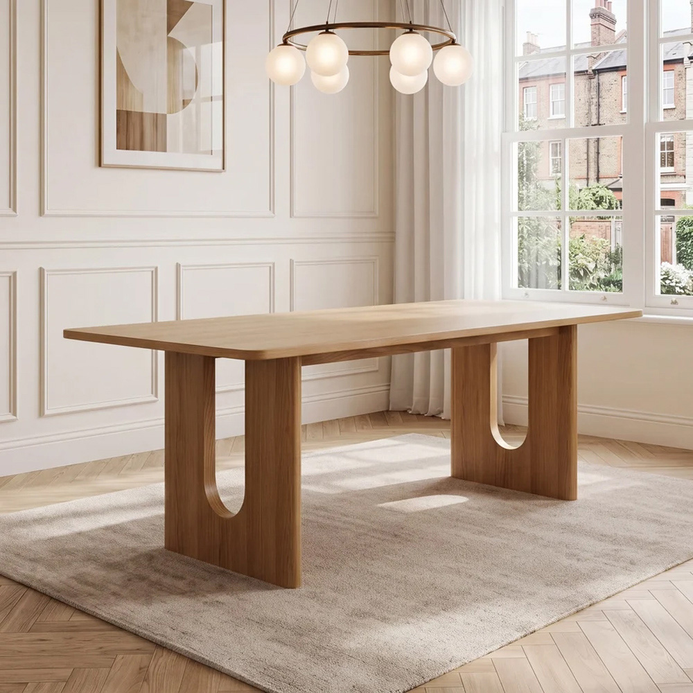 HGD Umberto 6 Seater Dining Table Washed Oak Veneer Image 6
