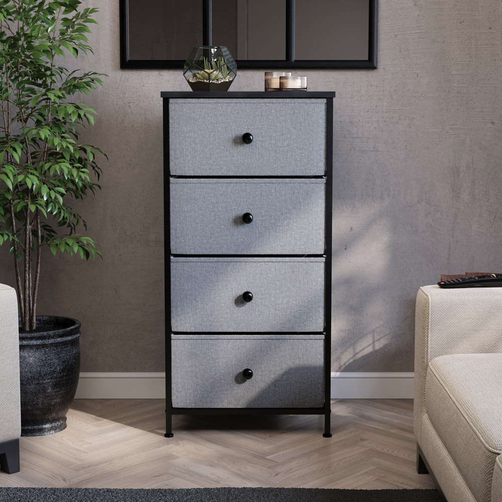 Vida Designs Chorley 4 Drawer Grey and Black Fabric Chest of Drawer Image 3