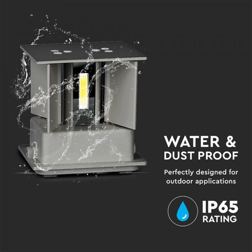 V-TAC Grey Square Up and Down Warm White LED Outdoor Wall Light Image 7