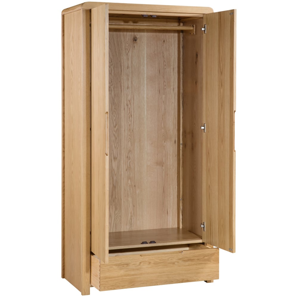Julian Bowen Curve 2 Door Single Drawer Oak Wardrobe Image 4