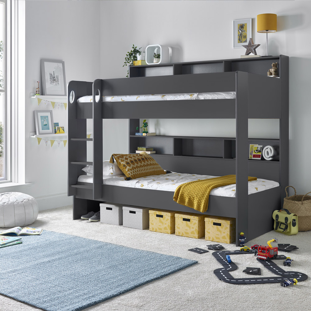 Oliver Onyx Grey Single Drawer Storage Bunk Bed with Pocket Mattresses Image 8