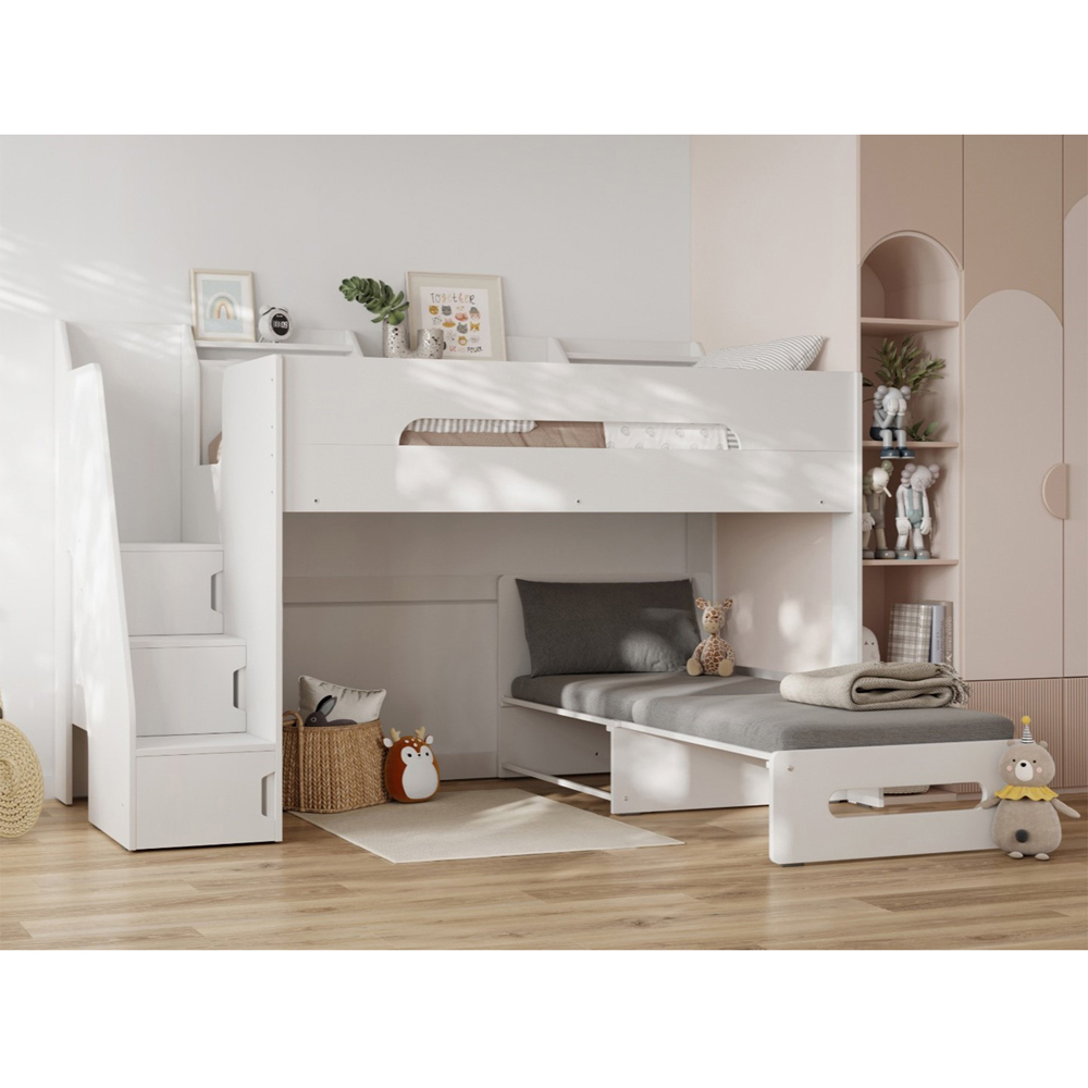 Flair Stepaside White Staircase High Sleeper with Charcoal Grey Futon Image 4
