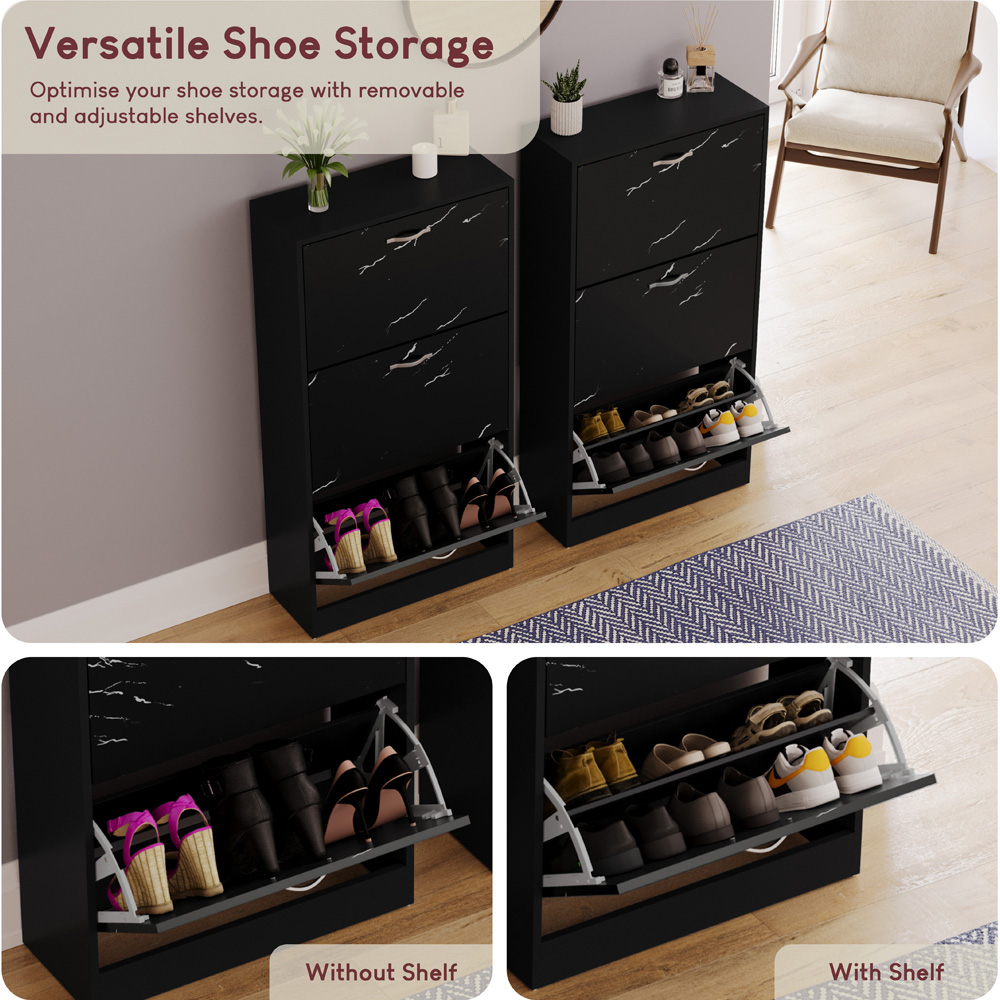 Vida Designs 3 Drawer Black Marble Shoe Cabinet Image 6