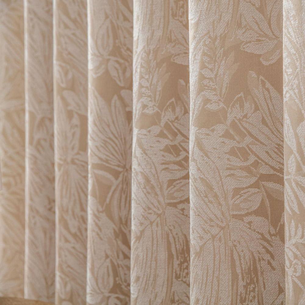 Alan Symonds Cream Chenille Jacquard Lined Pencil Pleat Taped Top Curtains 229 x 183cm Image 3
