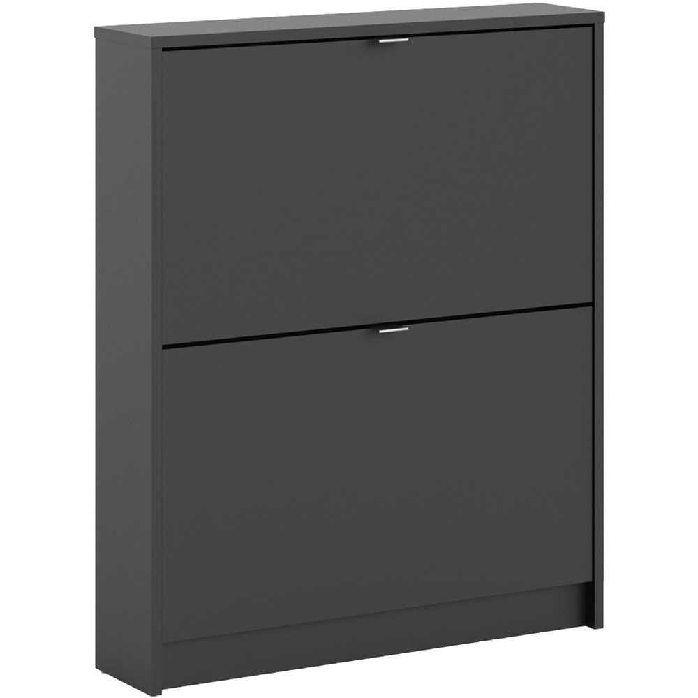 Florence Shoes 2 Flip Door Single Layer Matt Black Shoe Storage Cabinet Image 2