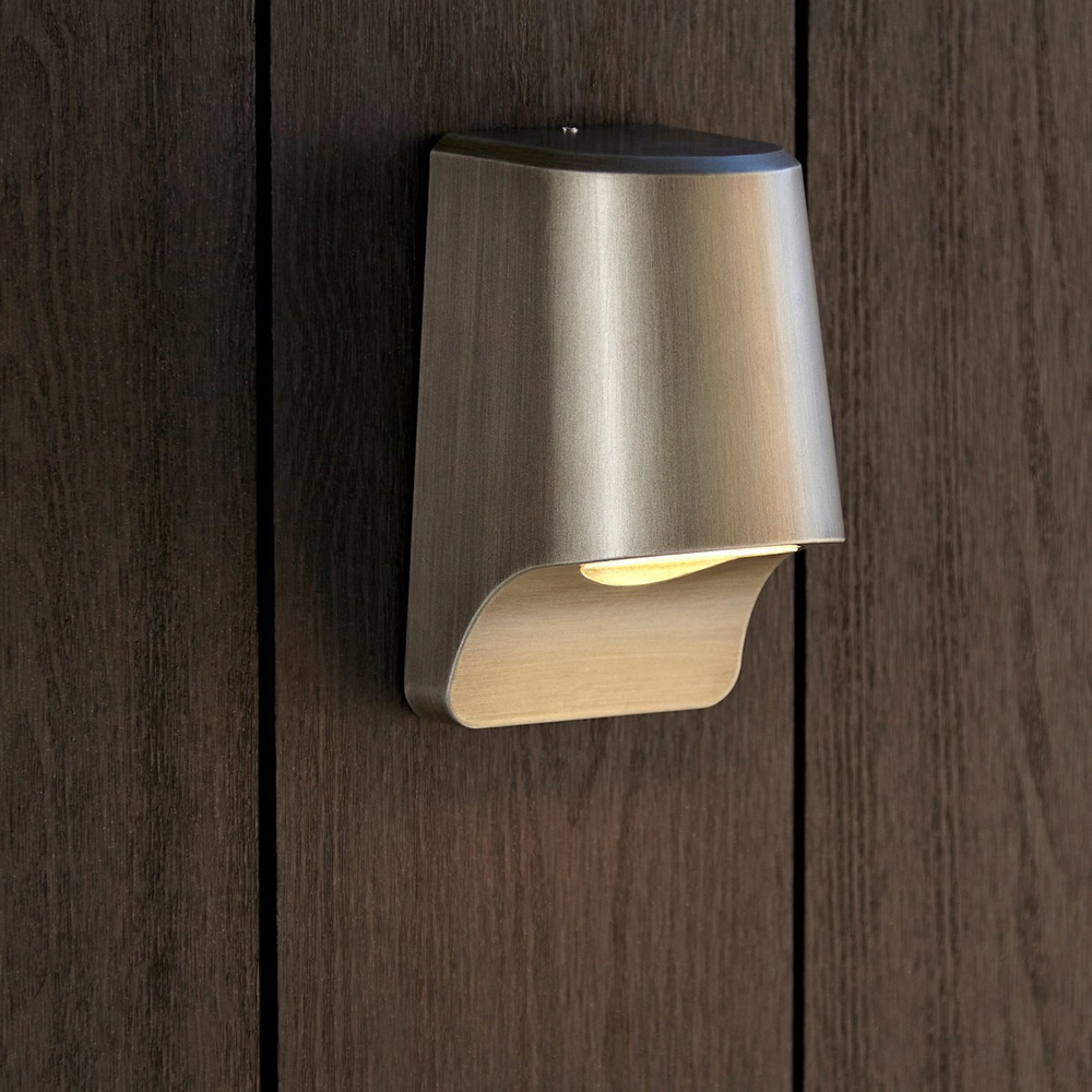 Merano Verona Brushed Silver Frosted Glass Outdoor Wall Lamp Image 2