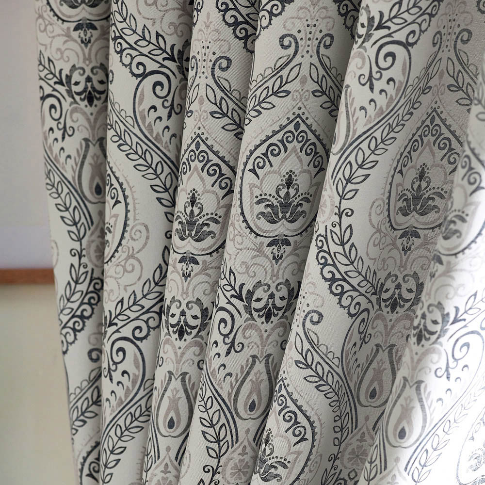 Alan Symonds Victoria Silver Room Darkening Ring Top Eyelet Curtains 168 x 137cm Image 3