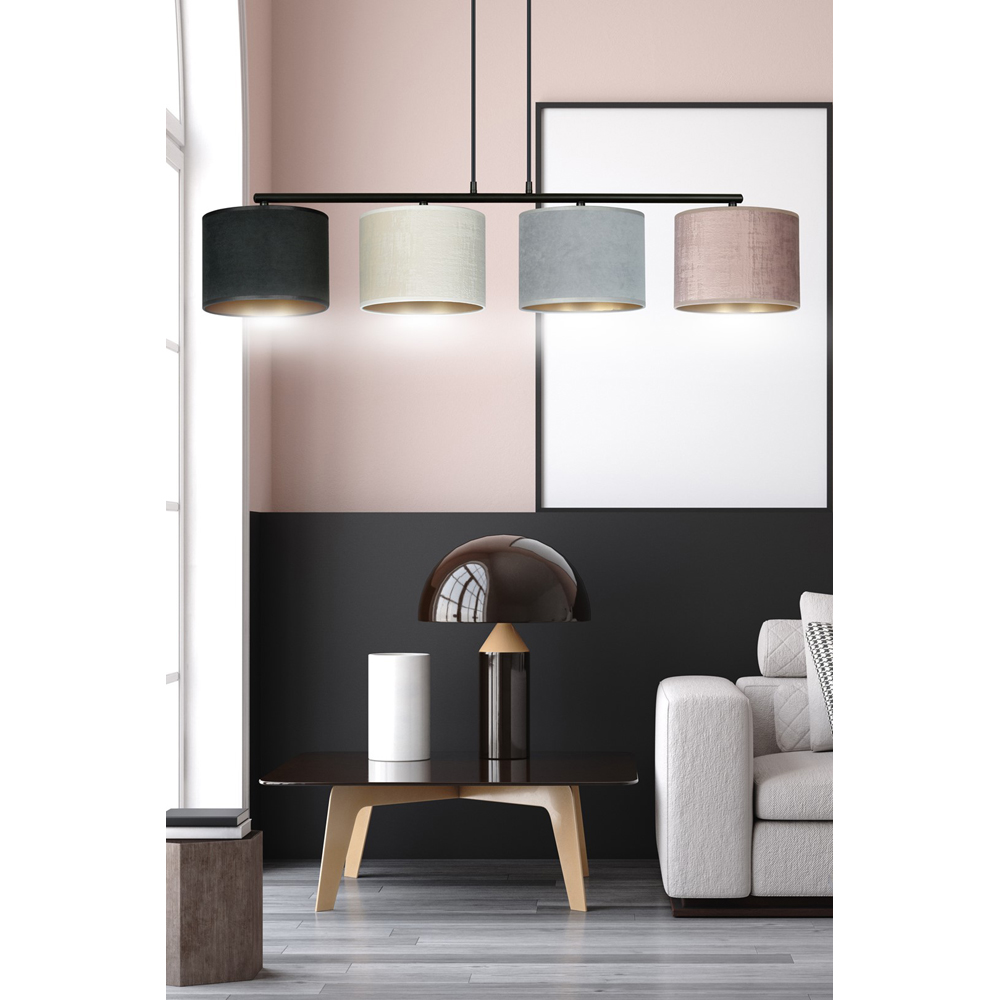 Emibig Hilde 4 Light Black Grey and Pink Shade Black E27 Ceiling Pendant Light Image 8