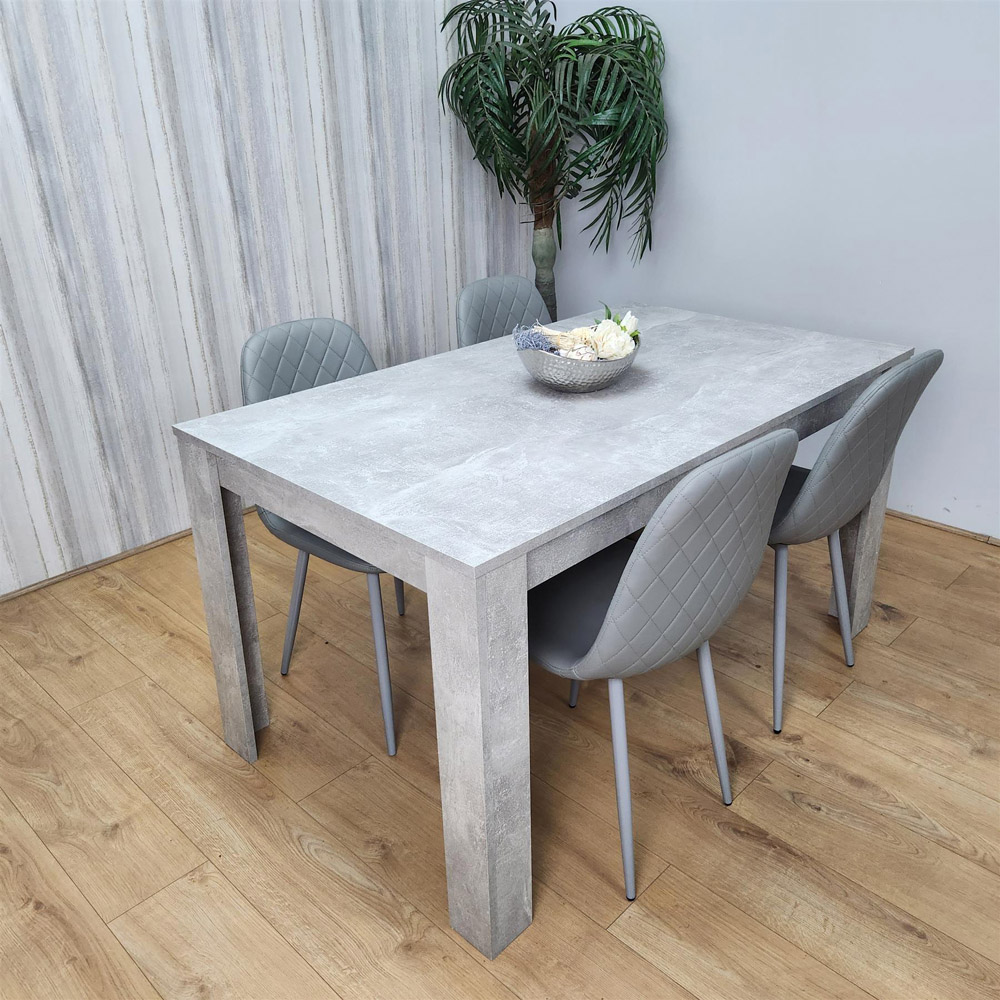 Portland 4 Seater Dining Set Stone Grey Effect and Grey Image 3