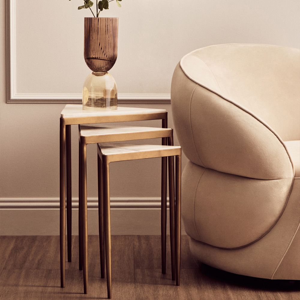 Premier Housewares Shalimar Rose Gold Nest of Tripod Tables Set of 3 Image 2