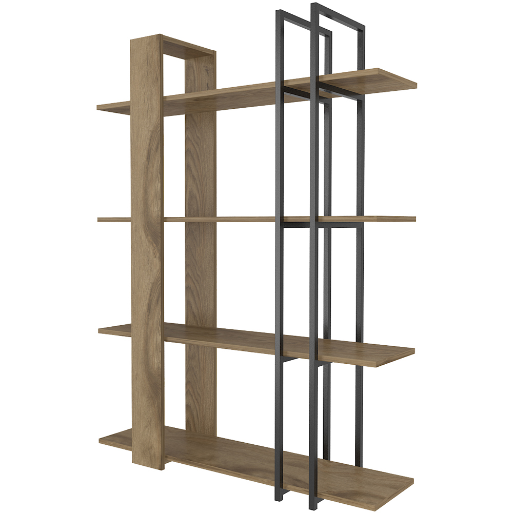 Decorotika Onno 4 Shelf Oud and Black Bookcase Image 2
