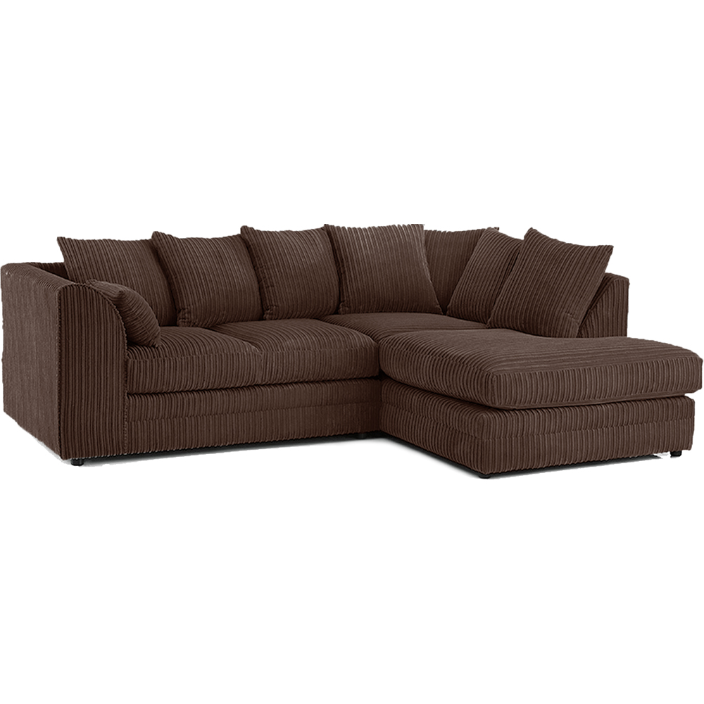 Portland Luxor 4 Seater Chocolate Jumbo Cord Right Hand L Shape Corner Sofa Image 2