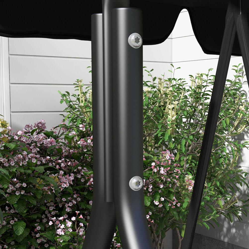 Outsunny 3 Seater Black Swing Chair with Canopy Image 3