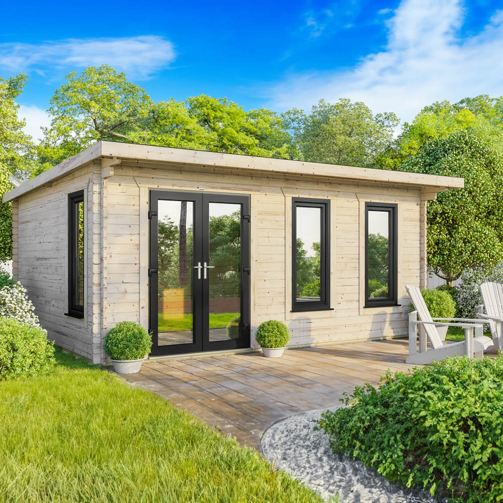 Power Sheds 20 x 16ft Left Double Door Pent Log Cabin Image 2