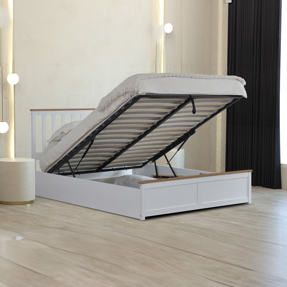 Comfy Living Small Double White Gas Lift Ottoman Bed Image 2