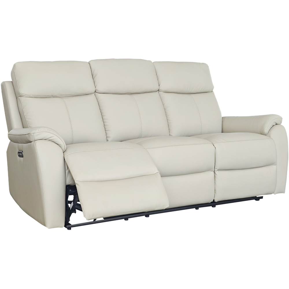 Aspire Kingsmere 6 Seater Light Grey Leather Power Recliner Sofa Suite Image 3