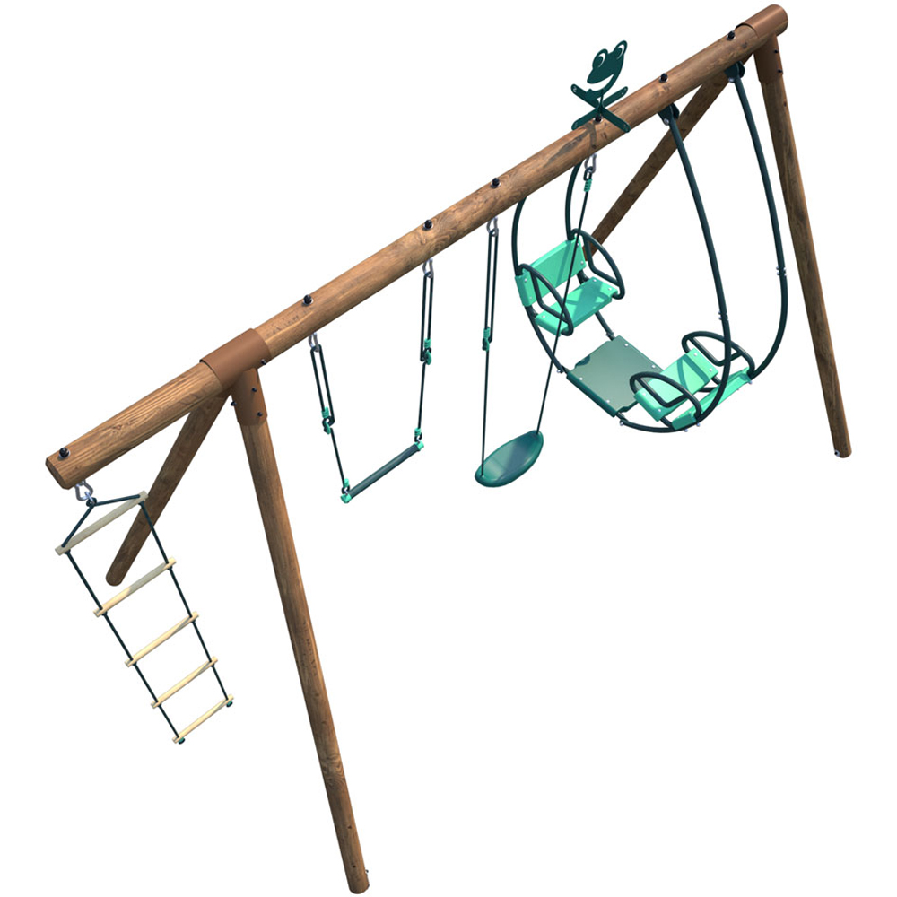 Soulet Juliet Wooden Triple Swing Set with Rope Ladder Image 5