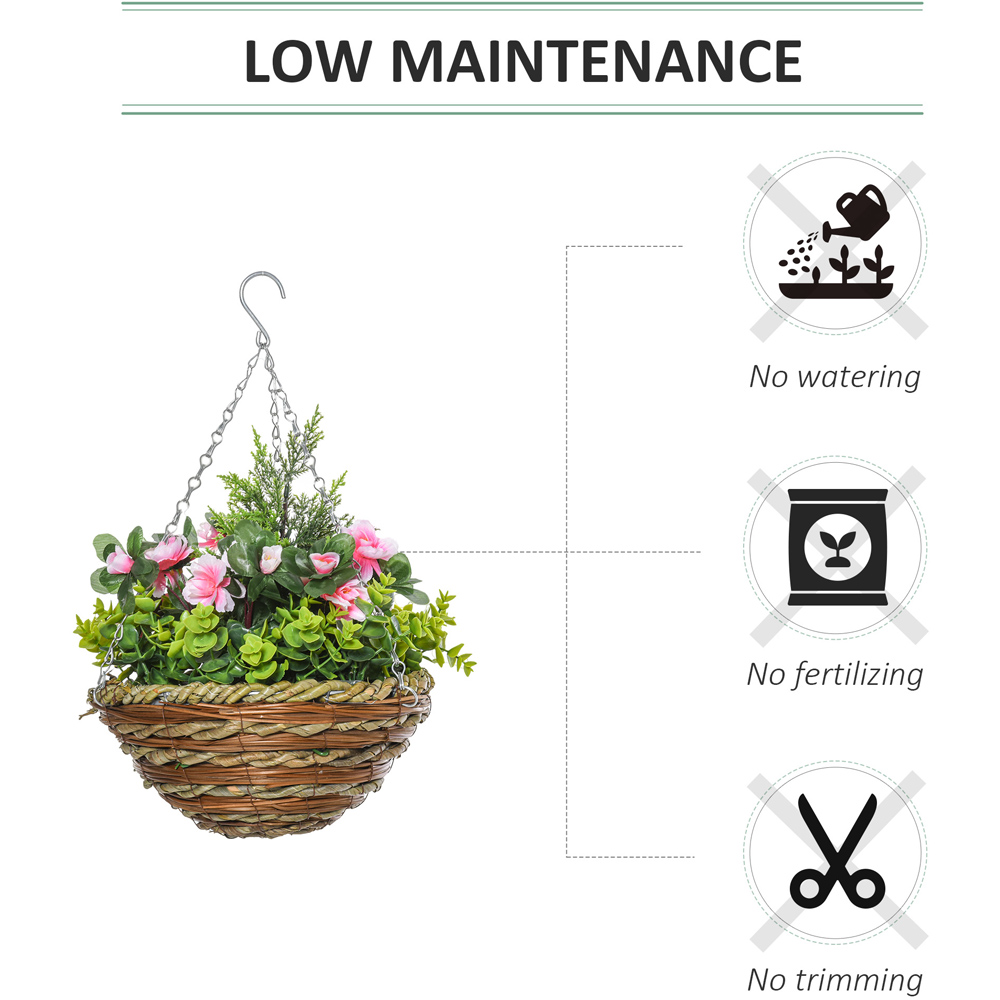 Outsunny Lisianthus Flowers Artificial Plant Basket 2 Pack Image 7