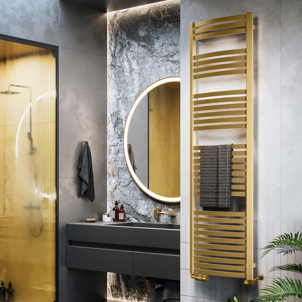 Terma Dexter 2598 BTU Brass Electric Heated Towel Rail 1760 x 500mm Image 2