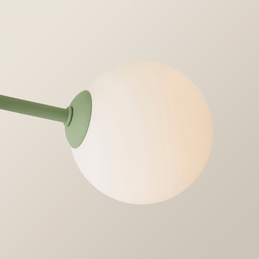 ValueLights Marlow 3 Arm Sage Green Opaque Glass Globe LED Ceiling Light Image 3