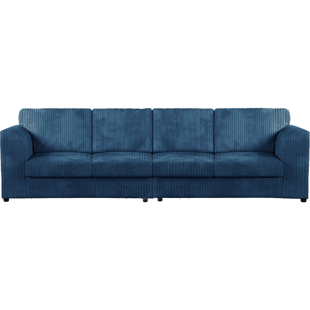 Luxor 4 Seater Marine Blue Jumbo Cord Full Back Sofa Image 2