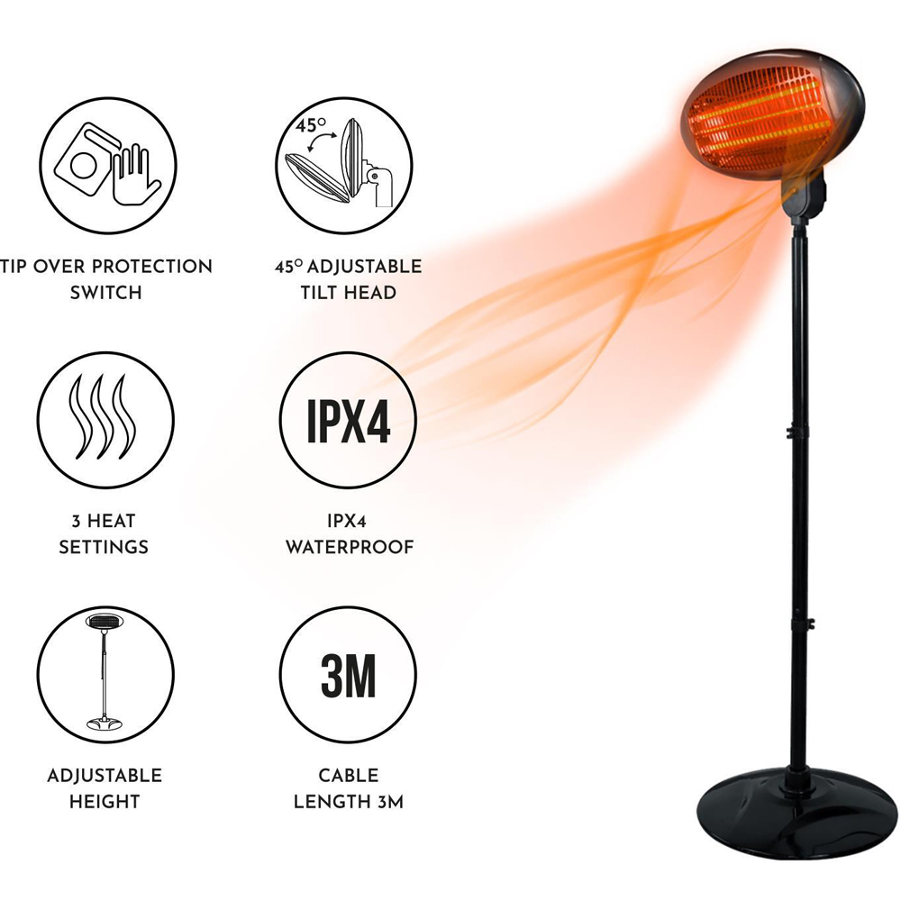 Debonair Quartz Height Adjustable Indoor and Outdoor Waterproof Patio Heater Image 6