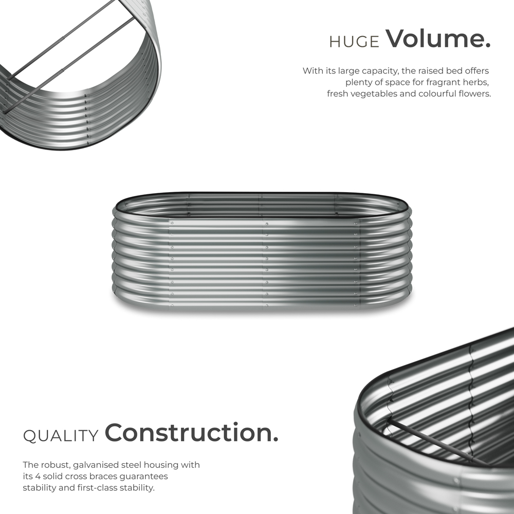 tectake Flora 200 x 100cm Silver Galvanised Steel Raised Garden Bed Image 6