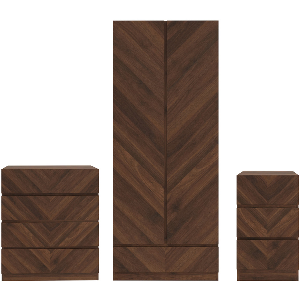 GFW Catania Royal Walnut Wood 3 Piece Bedroom Furniture Set Image 2