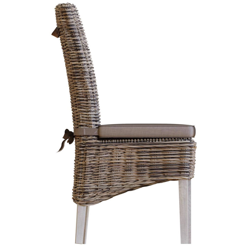 FWStyle Maya Set of 2 Lime Wash Kubu Rattan Solid Pine Handmade Dining Chairs Image 4