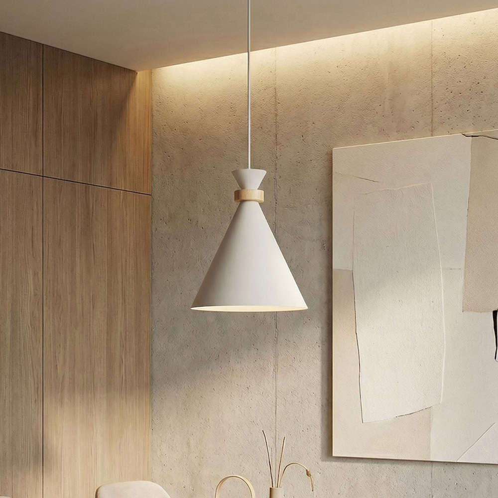 Emibig Zero Dome Shade White E27 Ceiling Pendant Light Image 2