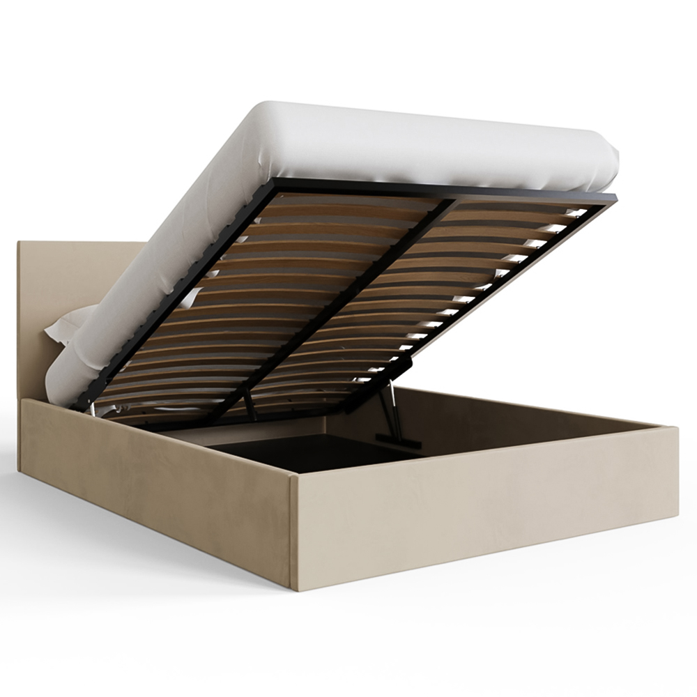 GFW Double Natural Velvet End Lift Ottoman Bed Image 6