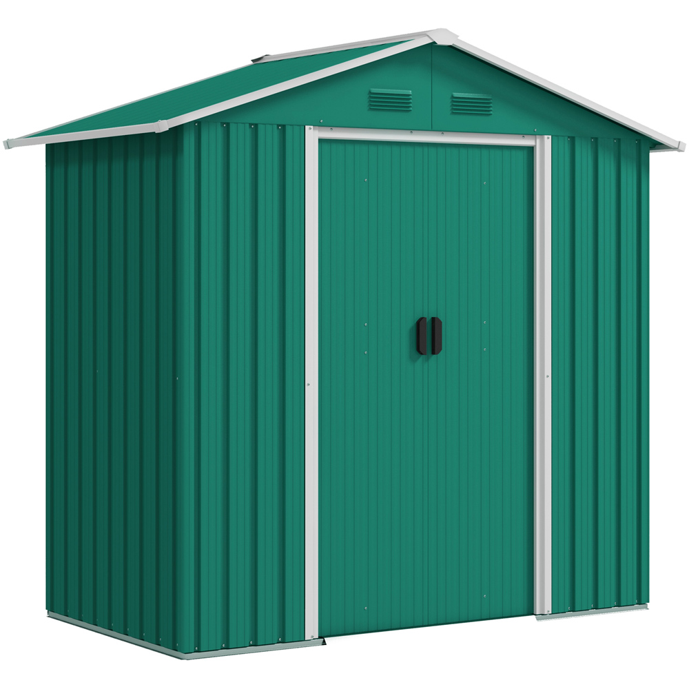 Outsunny 6.5 x 3.5ft 2 Door Green Metal Garden Storage Shed Image 1