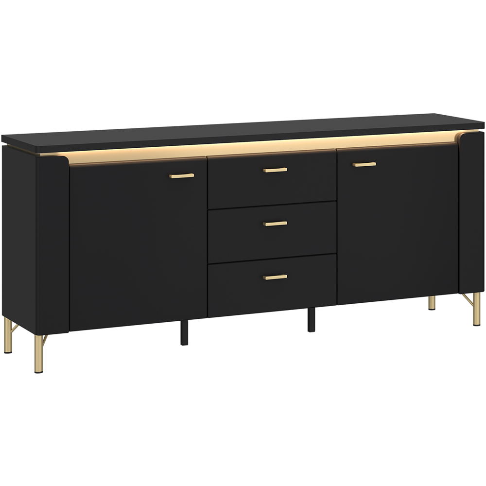 Furniture To Go Genoa 2 Door 3 Drawer Black TV Cabinet Image 2