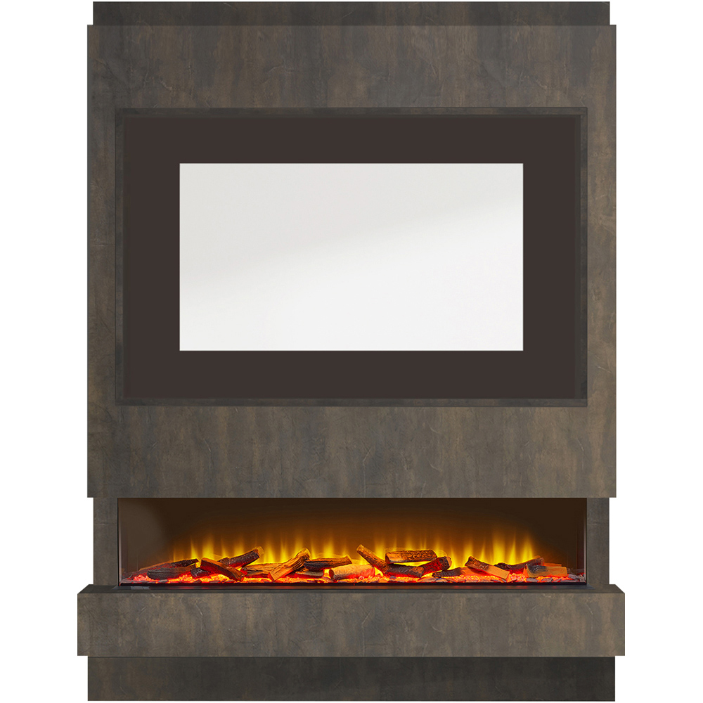 Acantha Matrix Pre-Built Bronze Venetian Plaster Effect Panoramic Media Wall with TV Recess Image 3