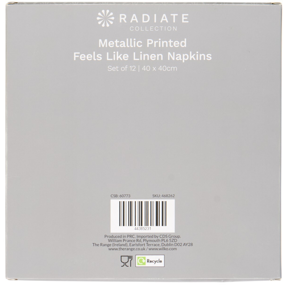 Set of 12 Metallic Printed Feels Like Linen Napkins White Image 3