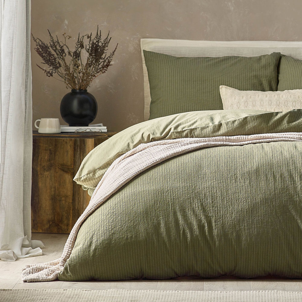 Yard Malton Single Forest Green Stripe Duvet Set Image 3