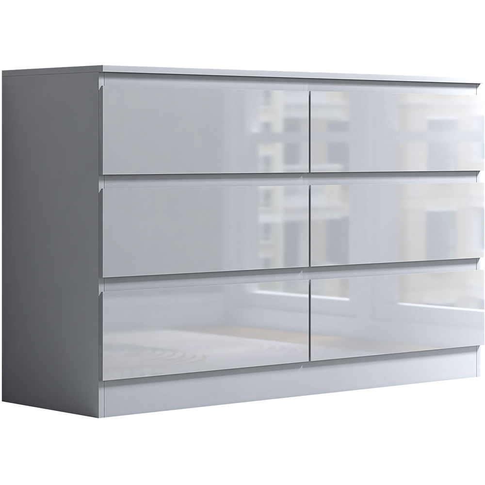 FWStyle Stora 6 Drawer White Gloss Chest Of Drawers Image 2