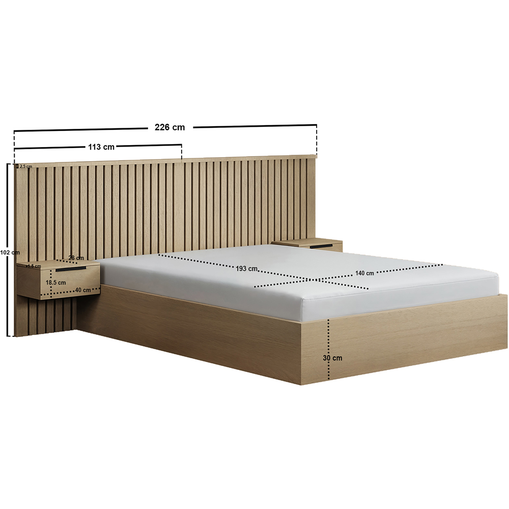 Solace+Co Taylor Double Light Wood Hotel Ottoman Bed with Side Table Image 6