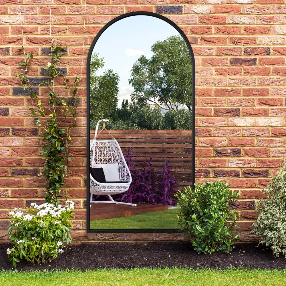 MirrorOutlet The Arcus Black Framed Arched Garden Wall Mirror 160 x 80cm Image 6