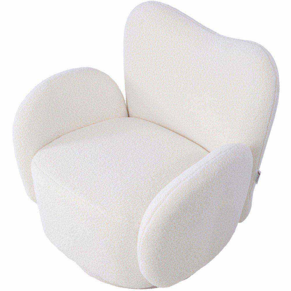 Living and Home White Teddy Fur Upholstered Swivel Armchair Image 2