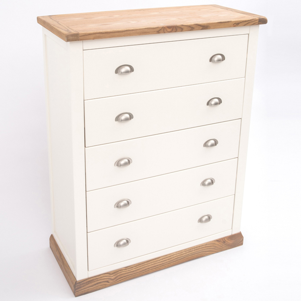 Cabinet Bits Tropea 5 Drawer White Chrome Cup Handle Chest of Drawers Image 4